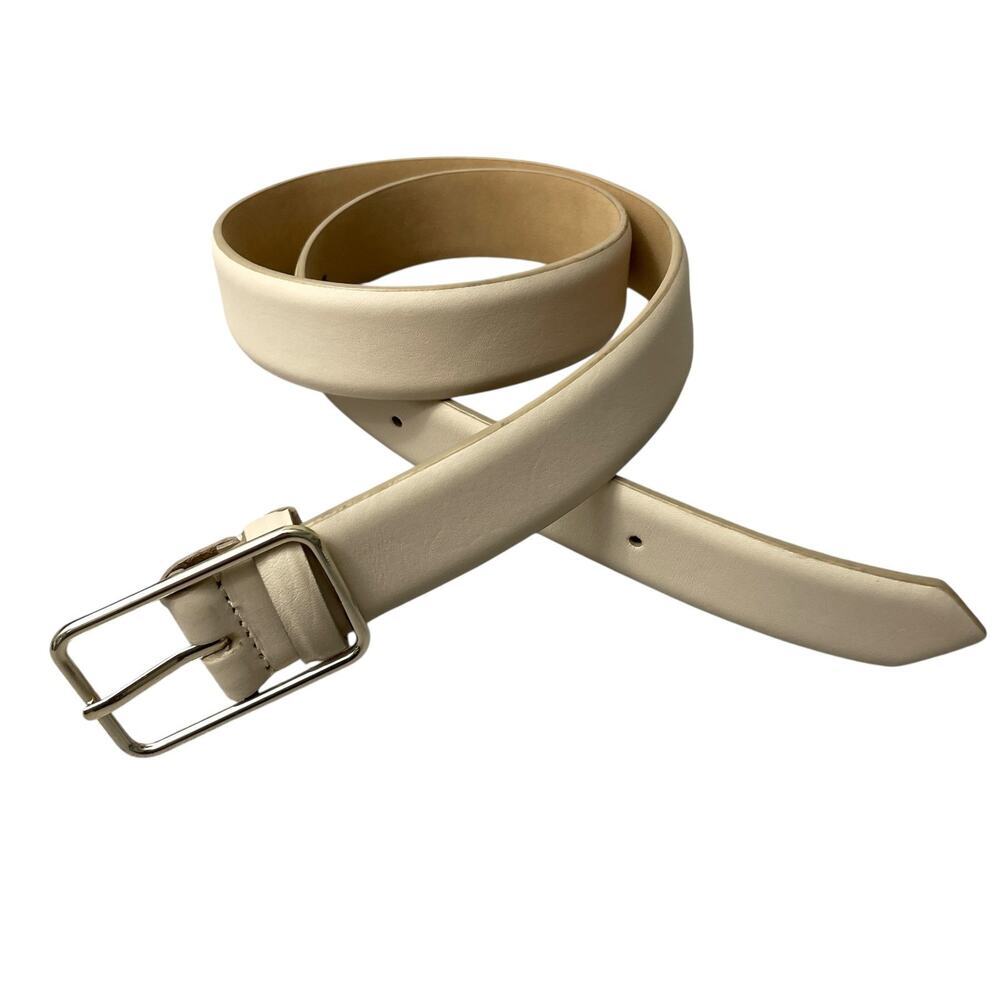 A&F Abercrombie and Fitch Wide Belt Womens Small Beige Goldtone Buckle 1.25"
